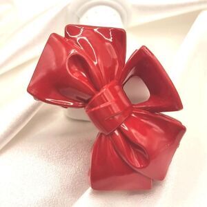 New Red bow medium hair claw clip
